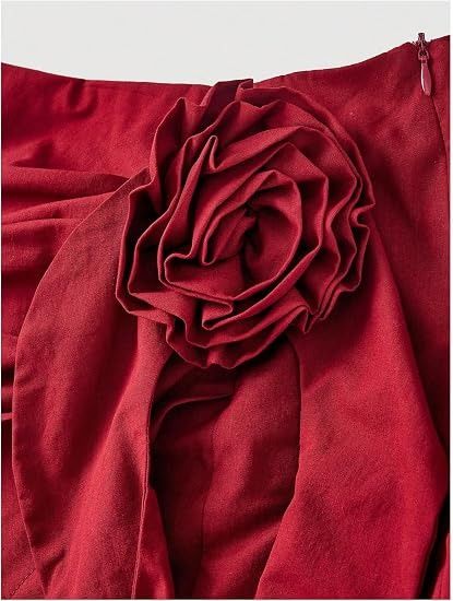 Red Halter Top And Red Mini Skirt With Floral Detail image 3